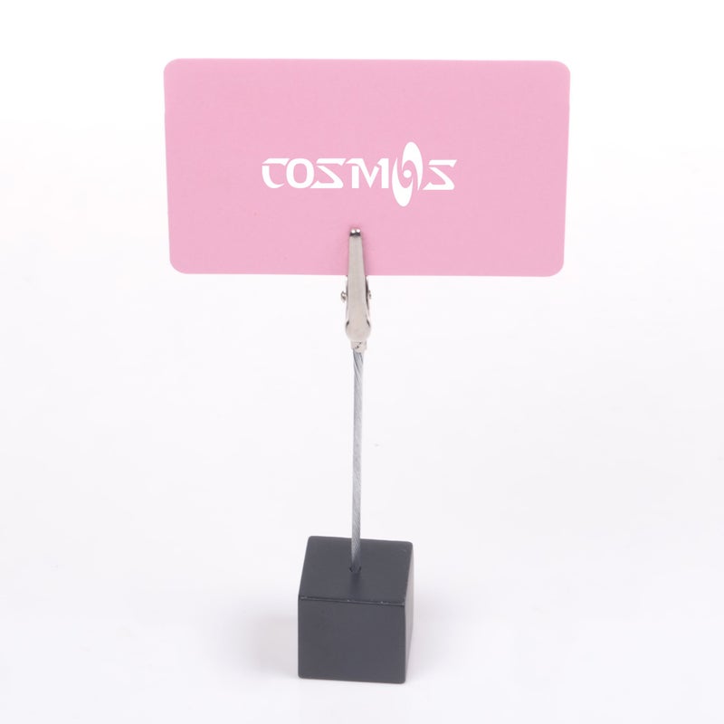 Cosmos 5 Pcs Cube Base Memo Clips Holder with Alligator Clip Clasp for Displaying Number Cards Name Cards Photos (Black) - Image 3